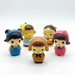 product photograph of cute vintage disney figurines by isabel han : 4 girly, cute, chibi, popular, collectible, toys figures, kawaii, toys, white background : 3
