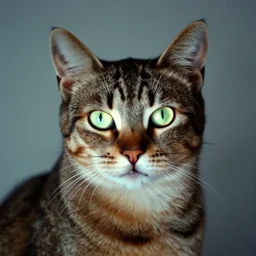 a cat with glowing eyes, 1 9 8 0 s digital scan