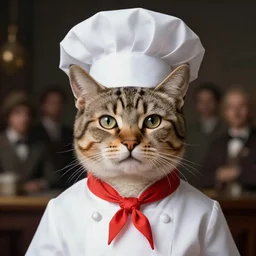 a portrait of a cat dressed as a cook, high detail, cleary see face, by gaston bussiere, bayard wu, greg rutkowski, odd nerdrum, maxim verehin, dan dos santos, masterpiece, sharp focus, cinematic lightning - h 7 6 8