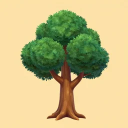 fir tree, game prop asset, single color background, style of disney