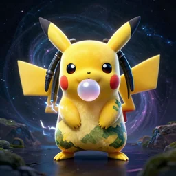 pikachu as predator from the movie predator!! invisibility camouflage. electricity, bubble gum, highly detailed, high contrast, light reflection, trippy, nebula, trending on artstation by artgem, by peter mohrbacher, by wlop, by ruan jia