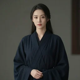 a photo of a woman wearing a dark robe