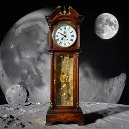grandfather clock on the moon, editorial image