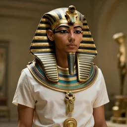 An egyptian pharaoh as The American Psycho, cinematic still, dramatic moment