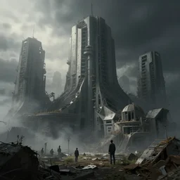 an abandoned dystopian city of parametric architecture, by federico pelat and craig mullins and james paick and stephan martiniere, concept art, hyperrealism, 8 k resolution, octane render, cinematic, ominous, dramatic, volumetric lighting, misty