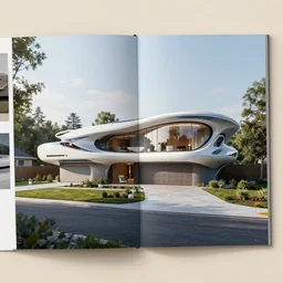 American suburban house, futuristic, XXIV century, photo from architecture magazine