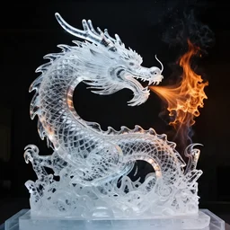 “fire breathing dragon, ice sculpture”