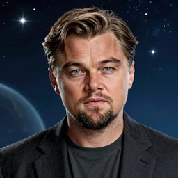 centered detailed portrait of a majestic leonardo dicaprio in don't look up, sci - fi, futuristic, details, intricate, octane render, redshift, smooth, illustration, fairy lighting, stars and planets in the background, hyperrealistic, by dmitry prozorov, loish, and wlop, trending on artstation, hyperdetailed, hyperrealism