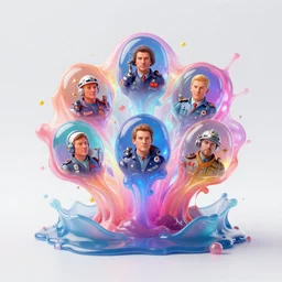 jelly rococo gel soviet scientists bursting plasma and colorful auras, liquid, drippy, splashing, scifi 3 d paint spray by beeple, rob gonsalves, jeff koons, jacek yerka, m. c. escher