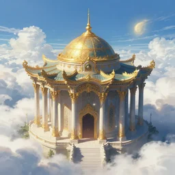 'Epic Classical Temple in the Clouds', anime, a fantasy digital painting by Greg Rutkowski and James Gurney, trending on Artstation, highly detailed