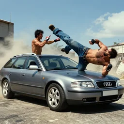 mortal kombat 1 1 gameplay footage of a denim audi a 4 b 6 avant ( 2 0 0 2 ) fighting an enemy brutally and performing a fatality