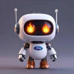 full shot,a painting of cute robot toy with big eyes made of flame,Ford, Henry Justice,trending on artstation,3d octane render,High detail