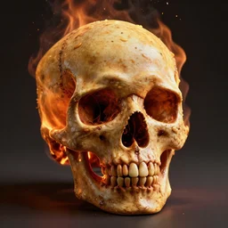 burning skull, baked bean texture, by zdzislaw beksinski, octane render, unreal engine 5, trending on artstation