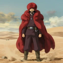dune still, scientist, middle age, beard and mustache, slim, weared in red fur hat and red fur coat, male, full body portrait shinkai makoto studio ghibli studio key hideaki anno sakimichan stanley artgerm lau rossdraws james jean marc simonetti elegant highly detailed digital painting artstation pixiv