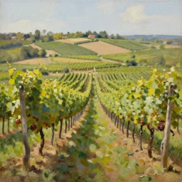 trending on artstation, an idyllic vineyard, oil on canvas, matte painting