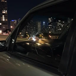 liminal city, mid night, view car window, 4k, detailed, 2000s photo