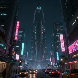 concept art of a magnificent dark neon futuristic cyberpunk city bustling street at night cyberart by liam wong in the film akira rendered in octane, 3 d render, trending on cgsociety, blender 3 d
