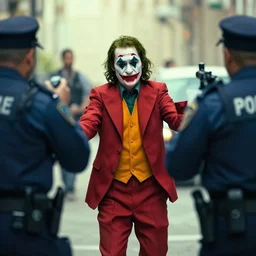 the joker in a shoot out against the police