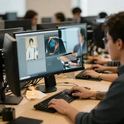 what the computer camera sees of people working on their computer