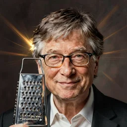 a cheese grater in the shape of the face of bill gates, surrealism