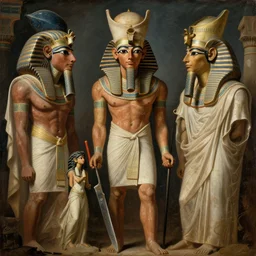 ordeal of the traveller in ancient egypt by Jeff Easley and neoclassic painting, fantastic reality, detailed and beautiful faces, dramatic lighting, establishing shot, 8k resolution – W 1024
