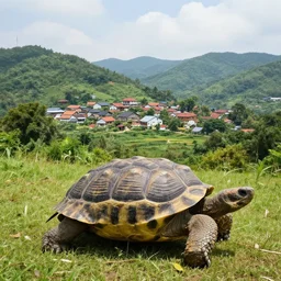 village on the back of a giant turtle