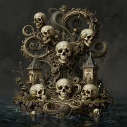 hyper realistic digital painting of the isle of the dead, matte painting, highly intrincate, swirl, unreal engine, octane render, 4 k, artstation, cgsociety, by arnold bocklin