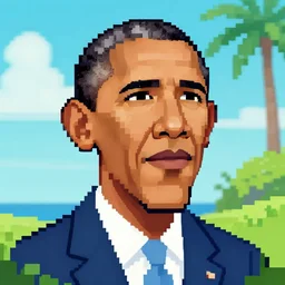 Barack Obama as an Easter Island head, Pixel Art, trending on artstation