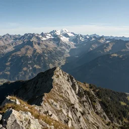 realistic view from a mountaintop, high mountains, Alps, digital painting, realistic render, 4k, 8k, photography, unreal engine, wallpaper, cinematic