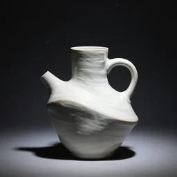 study of shino ceramics with bold innovative organic shape, background darkness, bokeh, studio lighting, hard lighting
