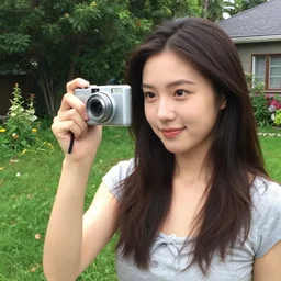 cameraphone photo, 2007, photo of a 21-year-old Canadian woman in her yard
