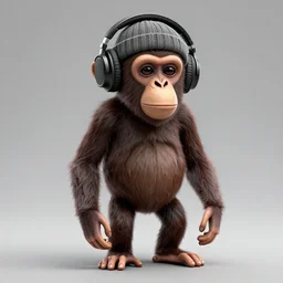 stoned ape with headphones and knitted cap, extremely detailed, sharp focus, wide view, full body pose, smooth, digital illustration, by james jean, by rossdraws, frank franzzeta, mcbess, sakimichan, brosmin, danton fadeev, steve simpson