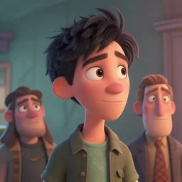 Lofi portrait, Pixar style by Joe Fenton and Stanley Artgerm, sideways glance, by Tom Bagshaw and Tim Burton