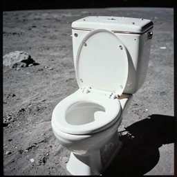 a nasa photo of a toilet on the moon, 1 9 6 9, emptiness, film photo, apollo mission