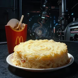 fractal mcdonald's mc - aspic aspic meal, in 1 9 9 5, y 2 k cybercore, industrial low - light photography, still from a ridley scott movie