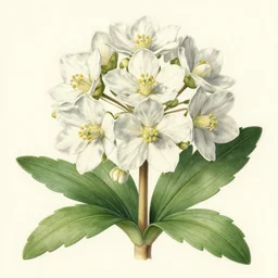 detailed botanical illustration, stella alpina flower