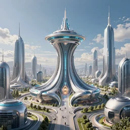 futuristic solarpunk utopian cityscape, 4 k - hd photo