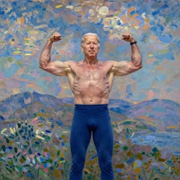 Joe Biden wins a bodybuilding competition, Monet painting