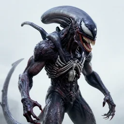 ''xenomorph combined with venom, venomized, horror movie, creepy art, hyperrealistic art, digital art, cinematographic, concept art, artstation, 8 k''
