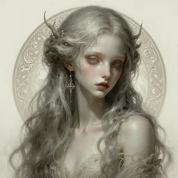 ''surreal lovecrafian monster girl, diffuse lighting, fantasy, intricate, elegant, highly detailed, lifelike, photorealistic, digital painting, artstation, illustration, concept art, smooth, sharp focus, naturalism, trending on byron's - muse, by greg rutkowski and greg staples and alphonse mucha