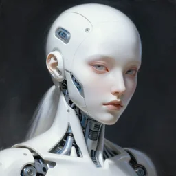 a white cast futuristic biomechanical humanoid man with pretty face, porcelain skin, futuristic digital painting, cyberpunk, 8 k,