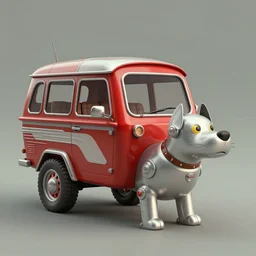adventurer ( ( ( ( ( 1 9 5 0 s retro future android robot fat robot dog wagon. muted colors. ) ) ) ) ) by jean baptiste monge!!!!!!!!!!!!!!!!!!!!!!!!! chrome red