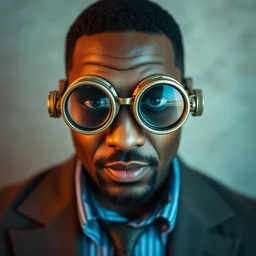 will smith wearing big steampunk googles, photo by steve henderson