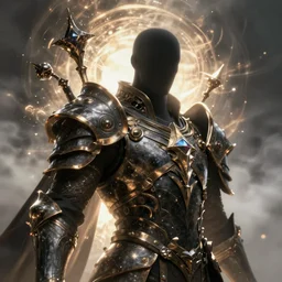 a surreal close up portrait of a shadow mage with massive metal ornaments protruding from armor, majestic and futuristic, high detail, futuristic medieval armor, ornate metal shapes, unreal engine, octane render, art by vitaly bulgarov artstation, destiny concept art, fog volumes, color glowing aura, post processing, cgsociety