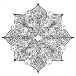 a thin intricate lineart swirling tribal mandala design, black and white