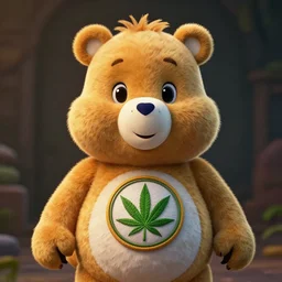 hyperrealistic dslr film still of a care bear with!! marijuana emblem!!, stunning 8 k octane comprehensive 3 d render, inspired by istvan sandorfi & greg rutkowski & unreal engine, perfect symmetry, dim volumetric cinematic lighting, extremely hyper - detailed, extremely lifelike attributes & texture, intricate, masterpiece, artstation, stunning