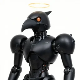 black gunpla droid kenku. anthropomorphic black bird beak. torso. halo, science fiction, portrait by donato giancola and greg rutkowski and wayne barlow. top all time r / imaginarycyberpunk.