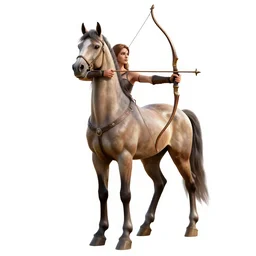 elegant centaur archer, detailed 3d character render, full body, standing, isolated on a pure white background, centered, whole figure in frame, sharp focus, studio lighting