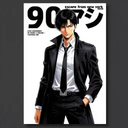 professionally drawn 9 0 s seinen mature cyberpunk horror detective action manga comic cover for the movie escape from new york, full color, beautifully drawn coherent professional, drawn by ilya kuvshinov, ilya kuvshinov, and hiromu arakawa and tsutomu nihei. japanese script on the cover. simplistic minimalist.