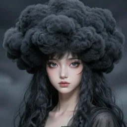 character concept art of an anime black stormy cloud goddess | | cute - fine - face, pretty face, realistic shaded perfect face, fine details by stanley artgerm lau, wlop, rossdraws, james jean, andrei riabovitchev, marc simonetti, and sakimichan, tranding on artstation